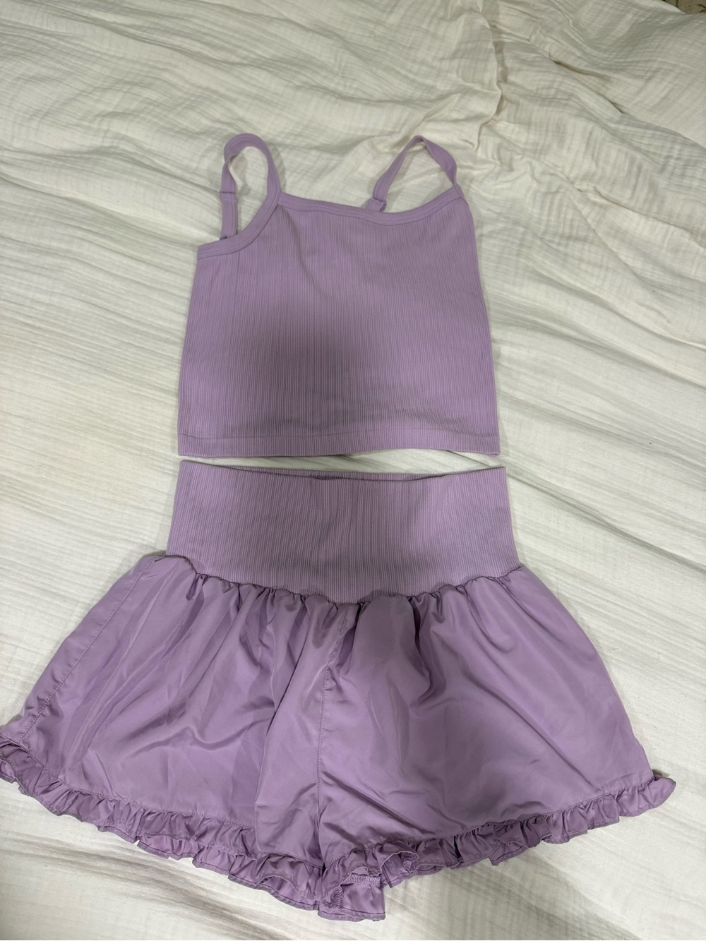 Viral Walmart Lavender Tank Top & Ruffle Short Set